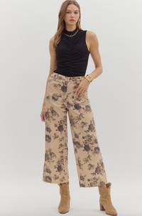 Floral Pattern Ankle-Length Pants