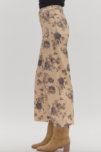 Floral Pattern Ankle-Length Pants