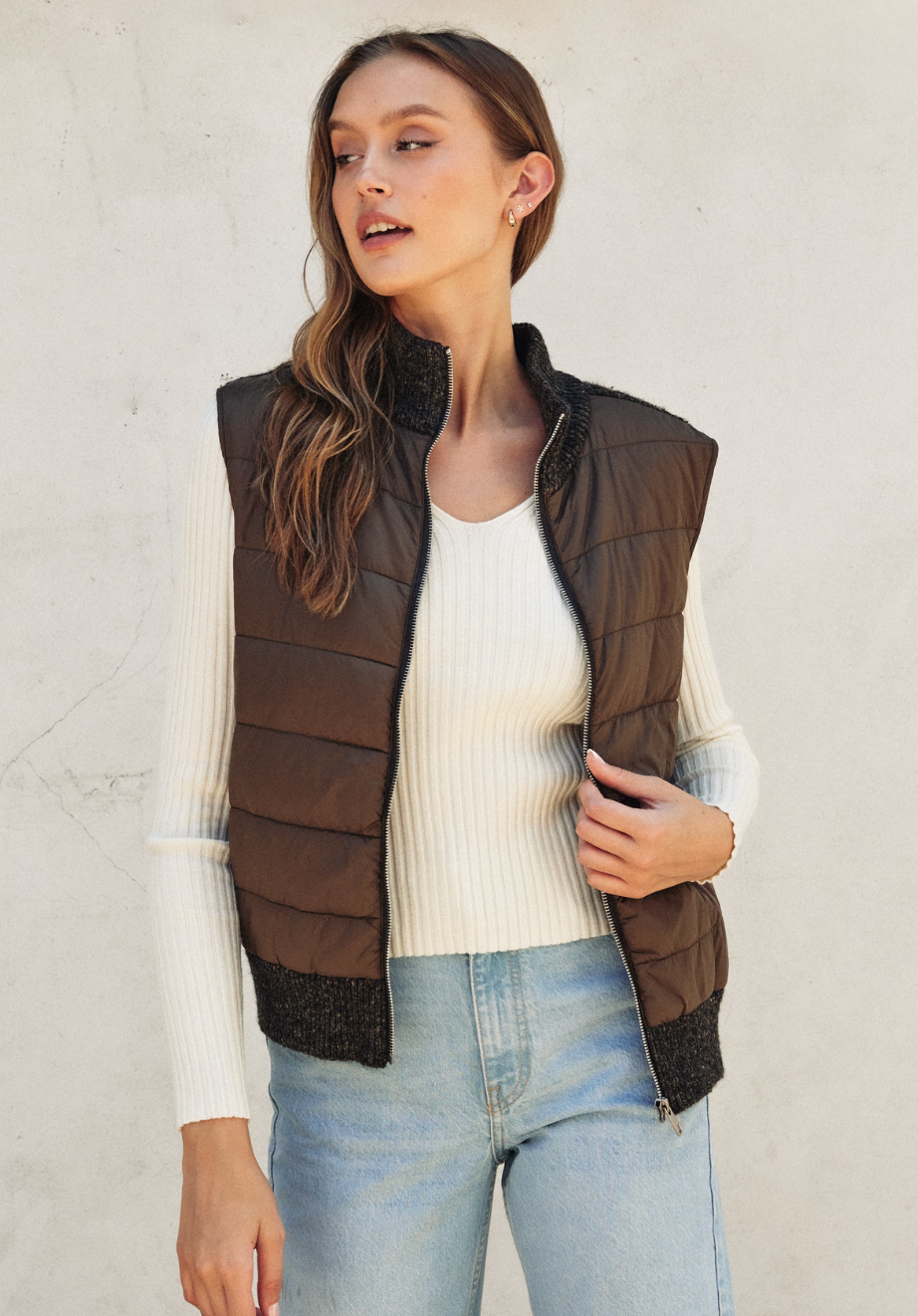 Puff and Sherpa Contrast Vest