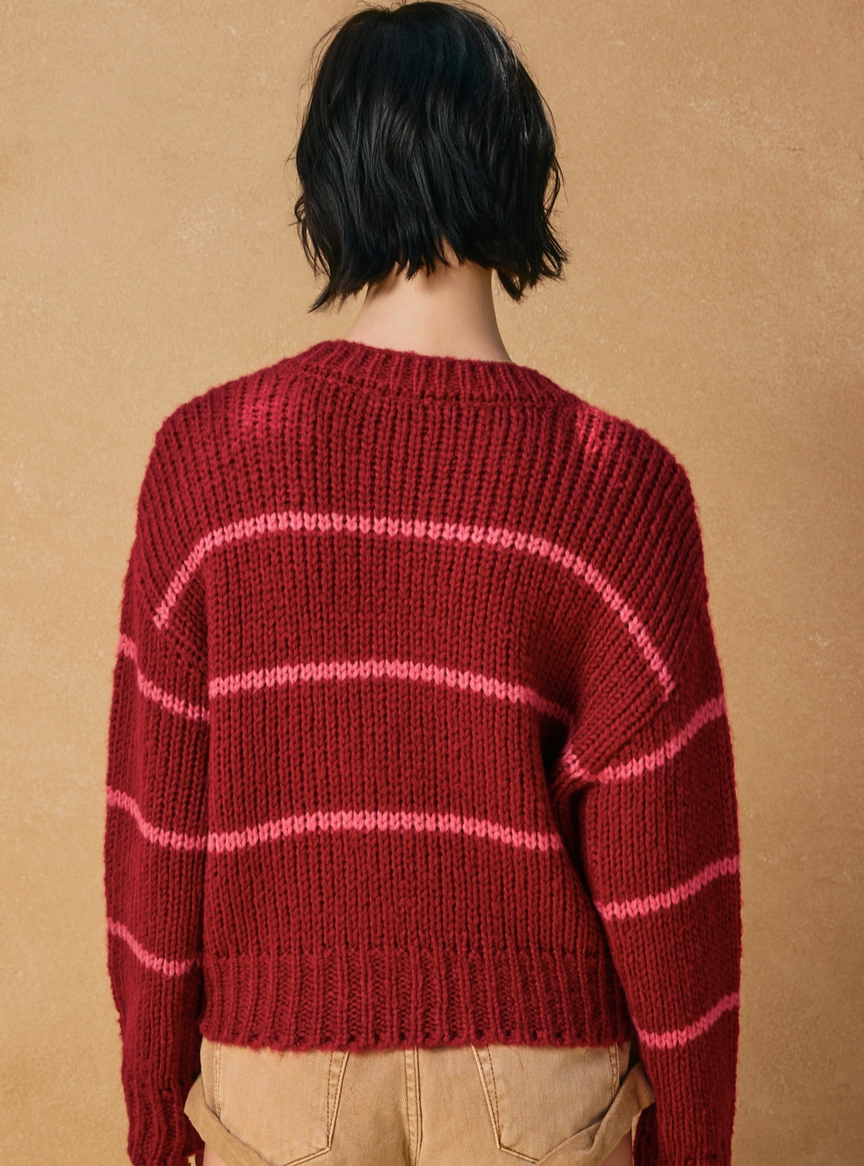 Fluffy Striped Button Down Cardigan