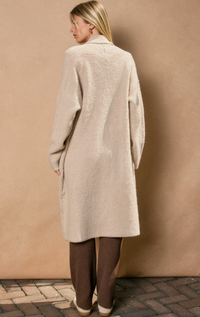 Open Front Long Cardigan-Natural