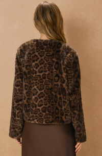 Leopard Print Faux Fur Jacket