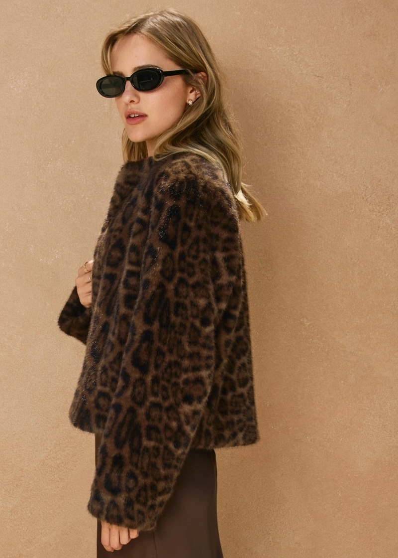 Leopard Print Faux Fur Jacket