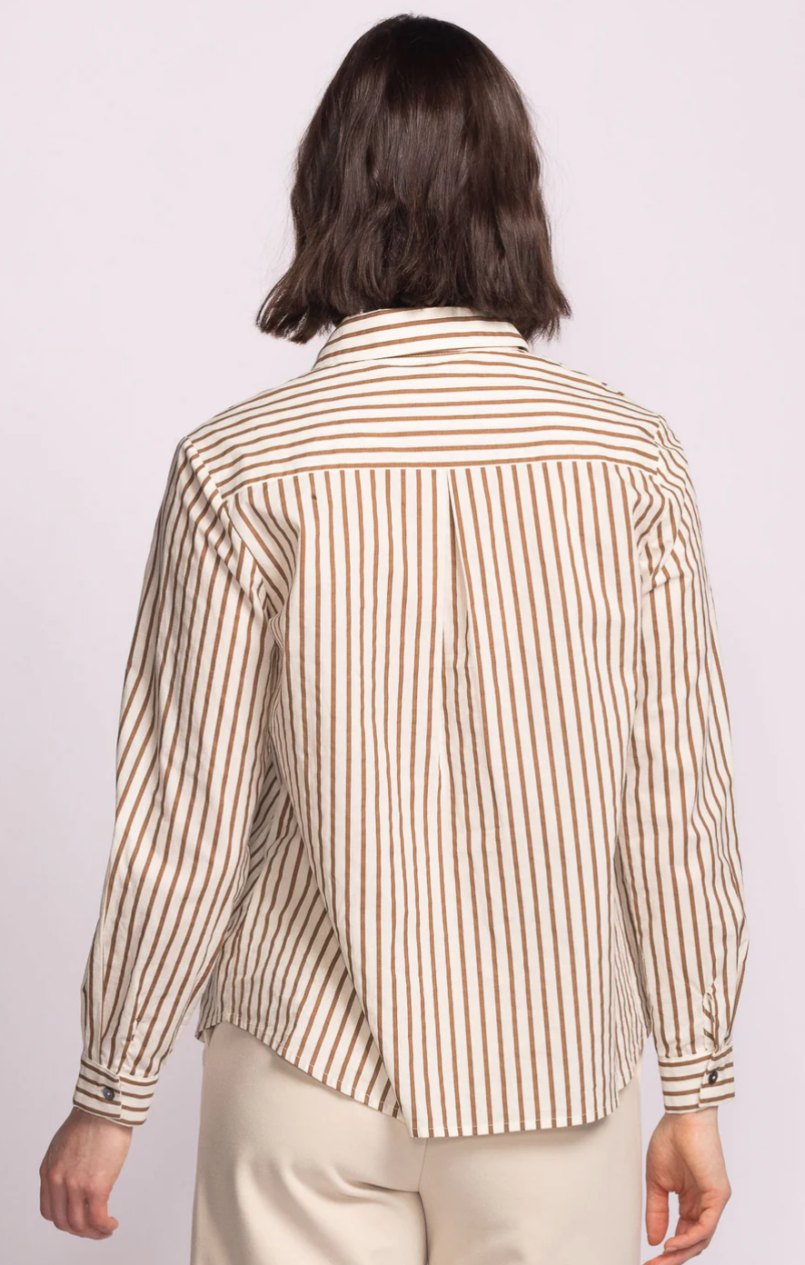Striped Button up Blouse-Brown