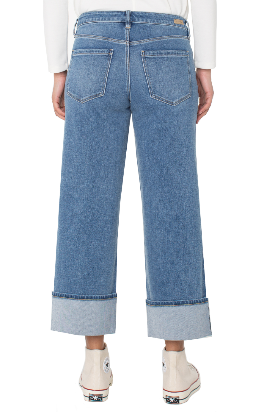 Liverpool Morgan Cuffed Wide Leg Denim