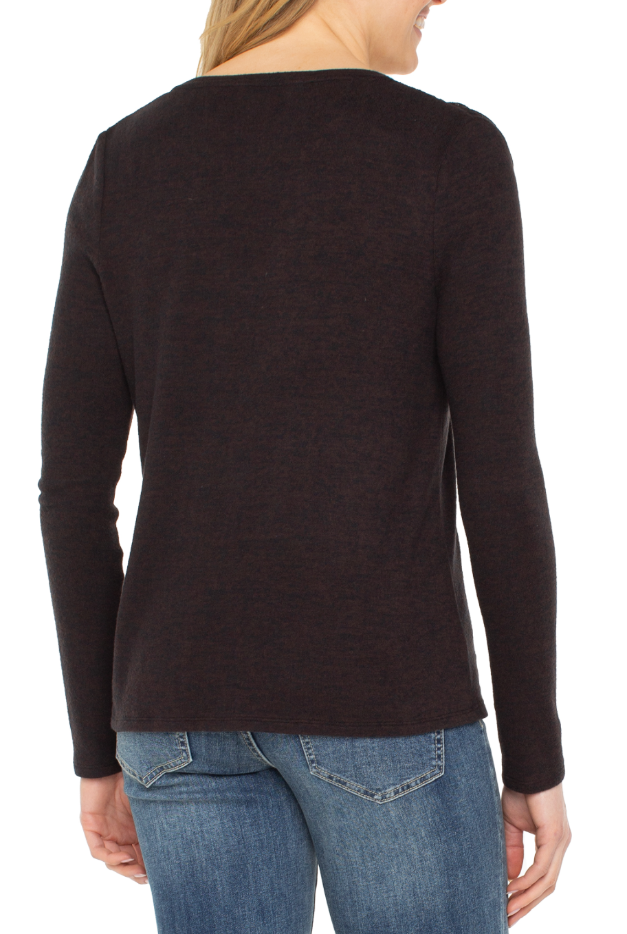 Liverpool Vneck Knit Top w/Shirring