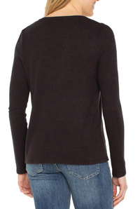 Liverpool Vneck Knit Top w/Shirring