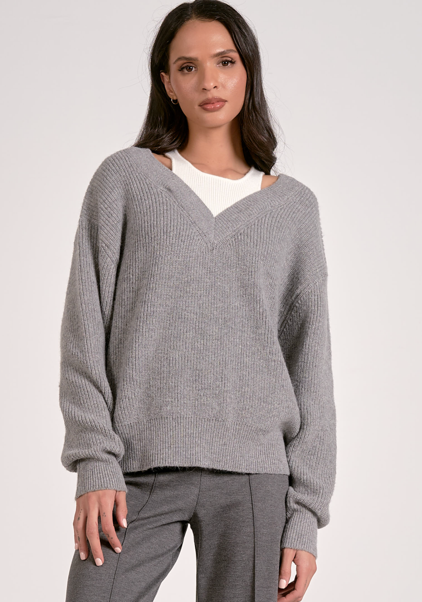 Elan V-Neck Sweater w/Attached Tank