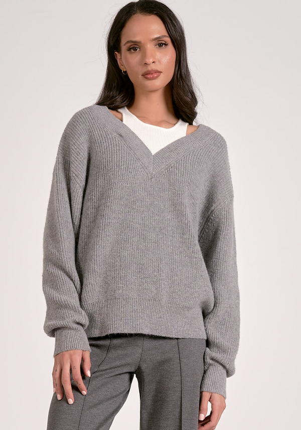 Elan V-Neck Sweater w/Attached Tank