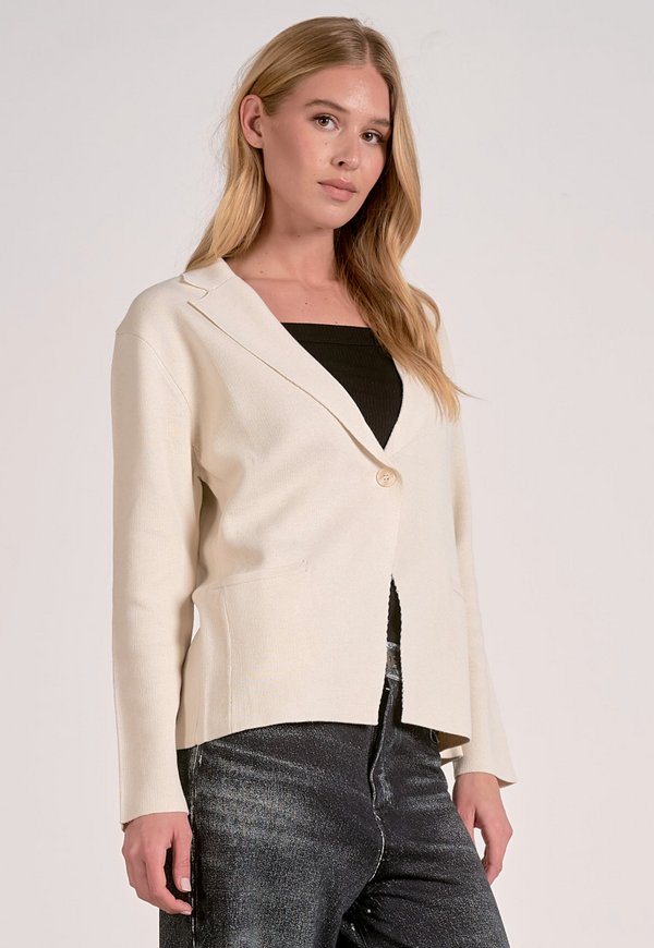 Elan Knit Blazer-Ivory