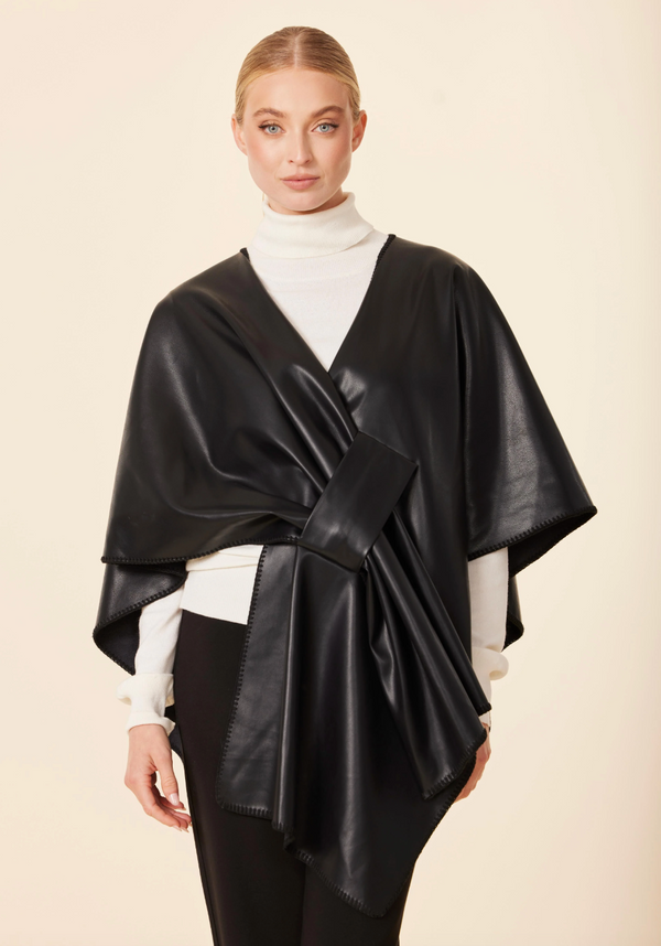 Faux Leather Wrap-Black