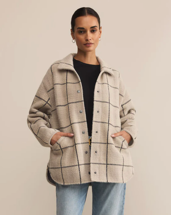 Z Supply Bronx Plaid Sweater Knit Jacket