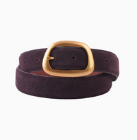 Suede Belt with Organic Shape Buckle