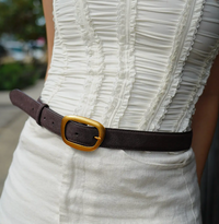 Suede Belt with Organic Shape Buckle