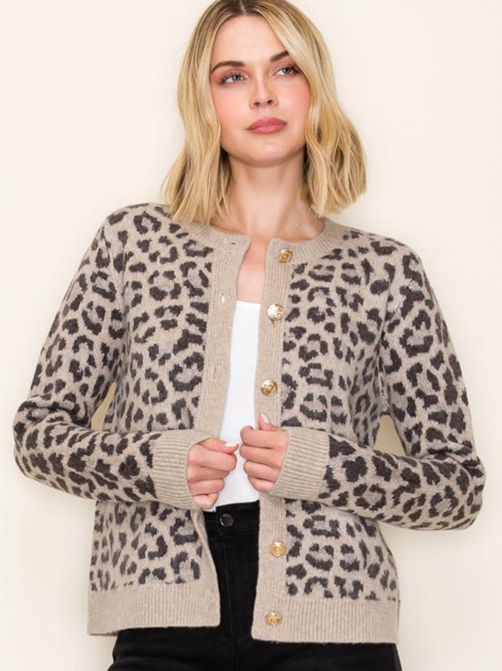 Leopard Button Front Cardigan