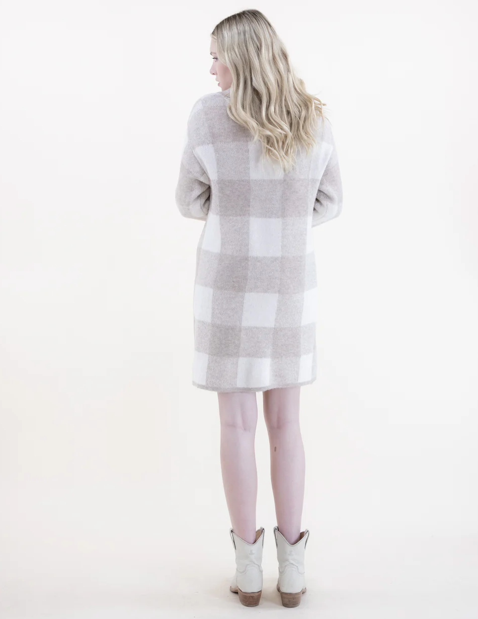 Plaid Coatigan-Beige