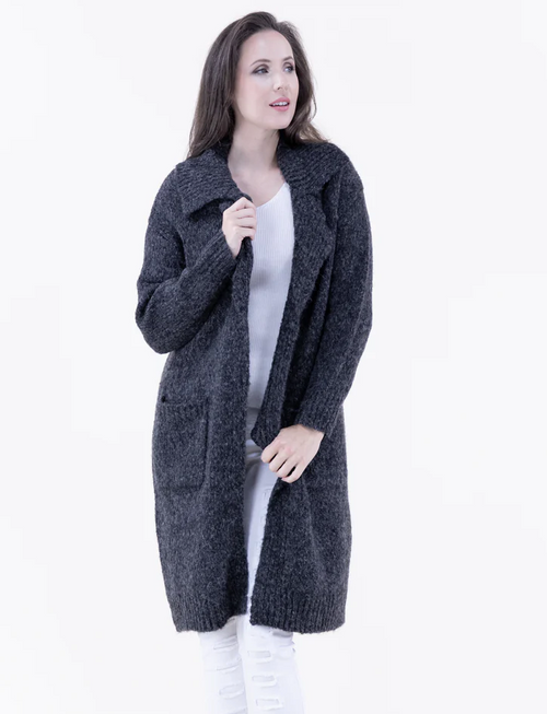 Notch Lapel Heathered Coatigan