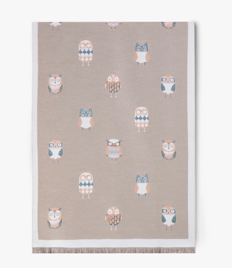 Owl Pattern Pashmina Scarf