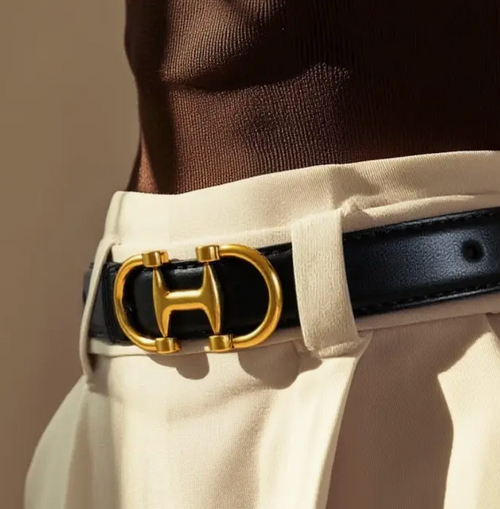 Leather Belt with Horsebit Buckle