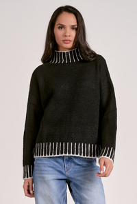 Elan Stitch Detail Turtleneck Black