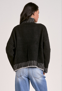 Elan Stitch Detail Turtleneck Black