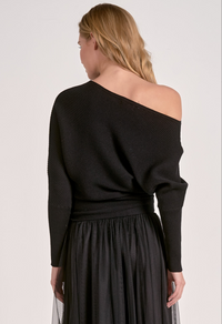 Elan Ribbed Off Shoulder Sweater
