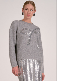Elan Crew Neck Sweater w/Sequin Bow