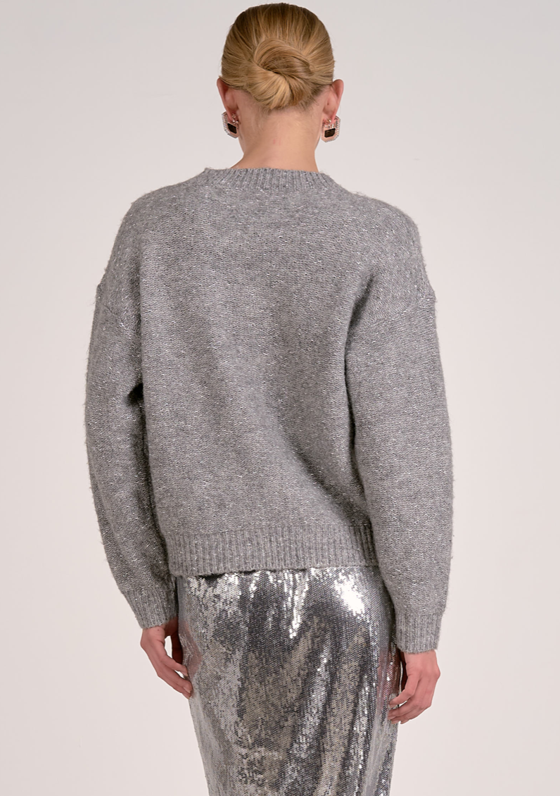 Elan Crew Neck Sweater w/Sequin Bow