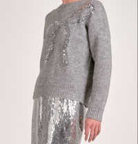 Elan Crew Neck Sweater w/Sequin Bow