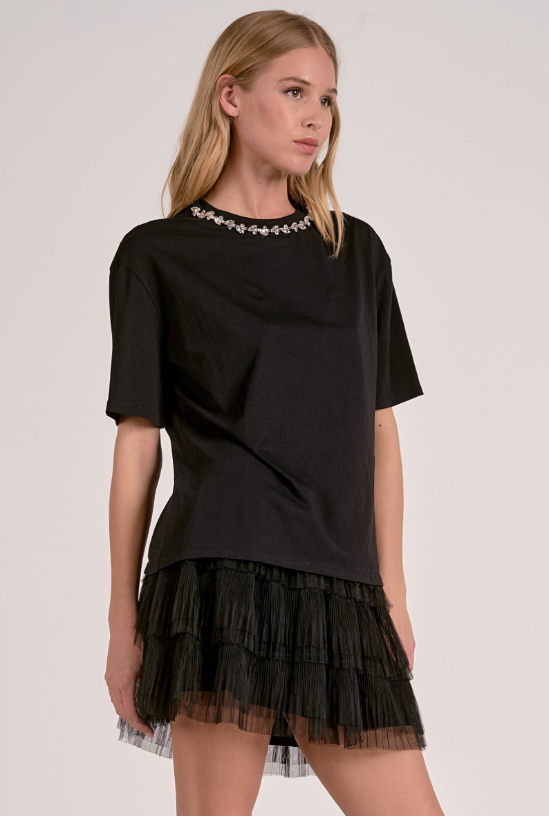 Elan Tee w/Neck Embellishments