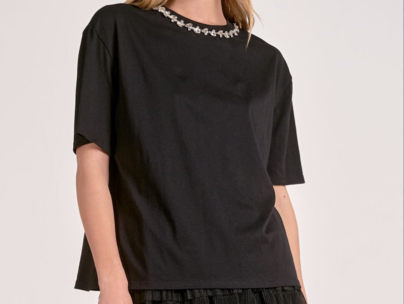 Elan Tee w/Neck Embellishments