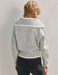 Zip up Sweater w/Contrast Trim