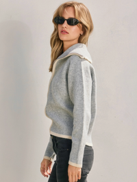 Zip up Sweater w/Contrast Trim