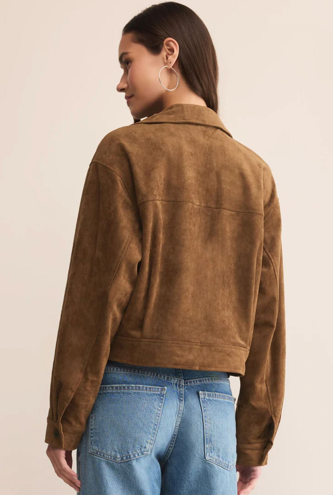 Heritage Faux Suede Jacket-Coconut
