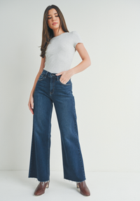 Full Length Wide Leg Jeans-Dark Wash