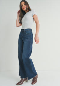 Full Length Wide Leg Jeans-Dark Wash