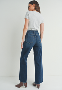 Full Length Wide Leg Jeans-Dark Wash
