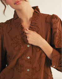 Floral Ruffle Trim Blouse