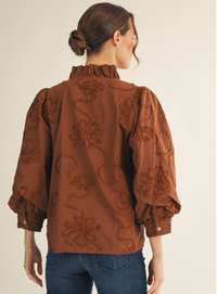 Floral Ruffle Trim Blouse