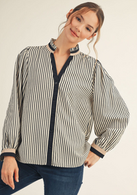 Striped Exaggerated Sleeve Blouse