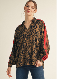 Leopard Print w/Stripe Detail