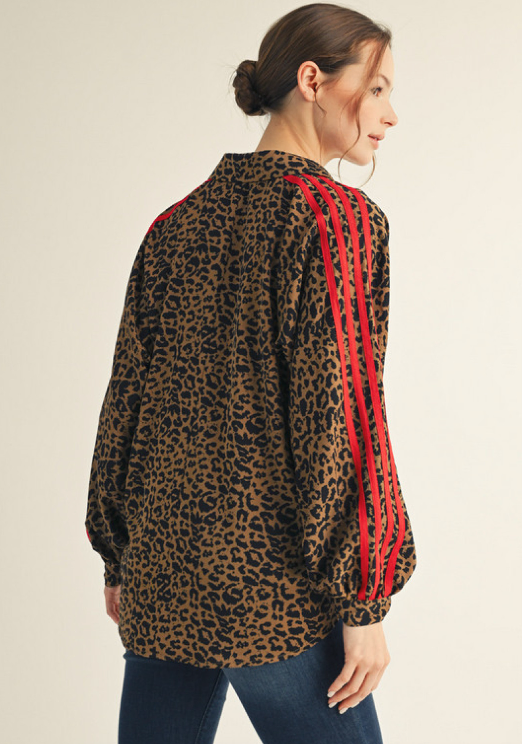 Leopard Print w/Stripe Detail