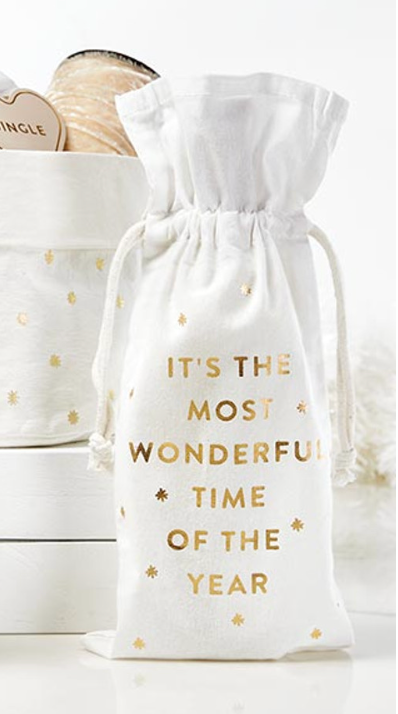 Canvas Holiday Wine Bag