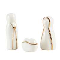 Mini Nativity-Ceramic Figurines Pine Wood Box