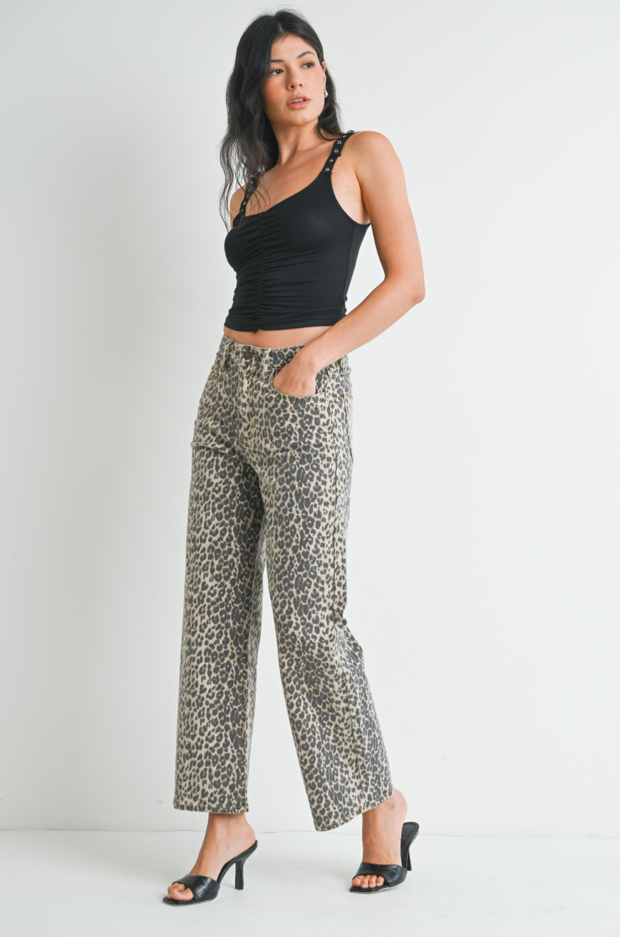Leopard Straight Leg Jeans