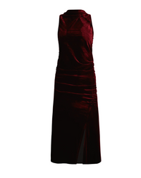 Elle Velvet Halter Dress-Scarlet