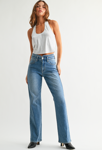 JBD Waistband Detail Wide Leg Denim