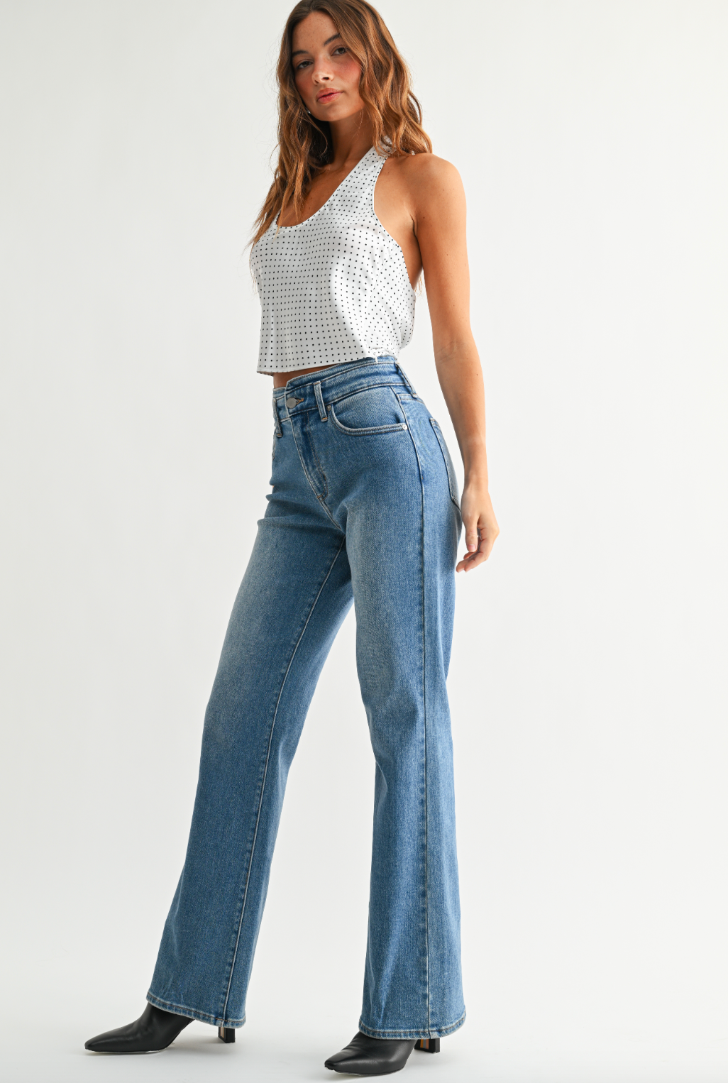 JBD Waistband Detail Wide Leg Denim