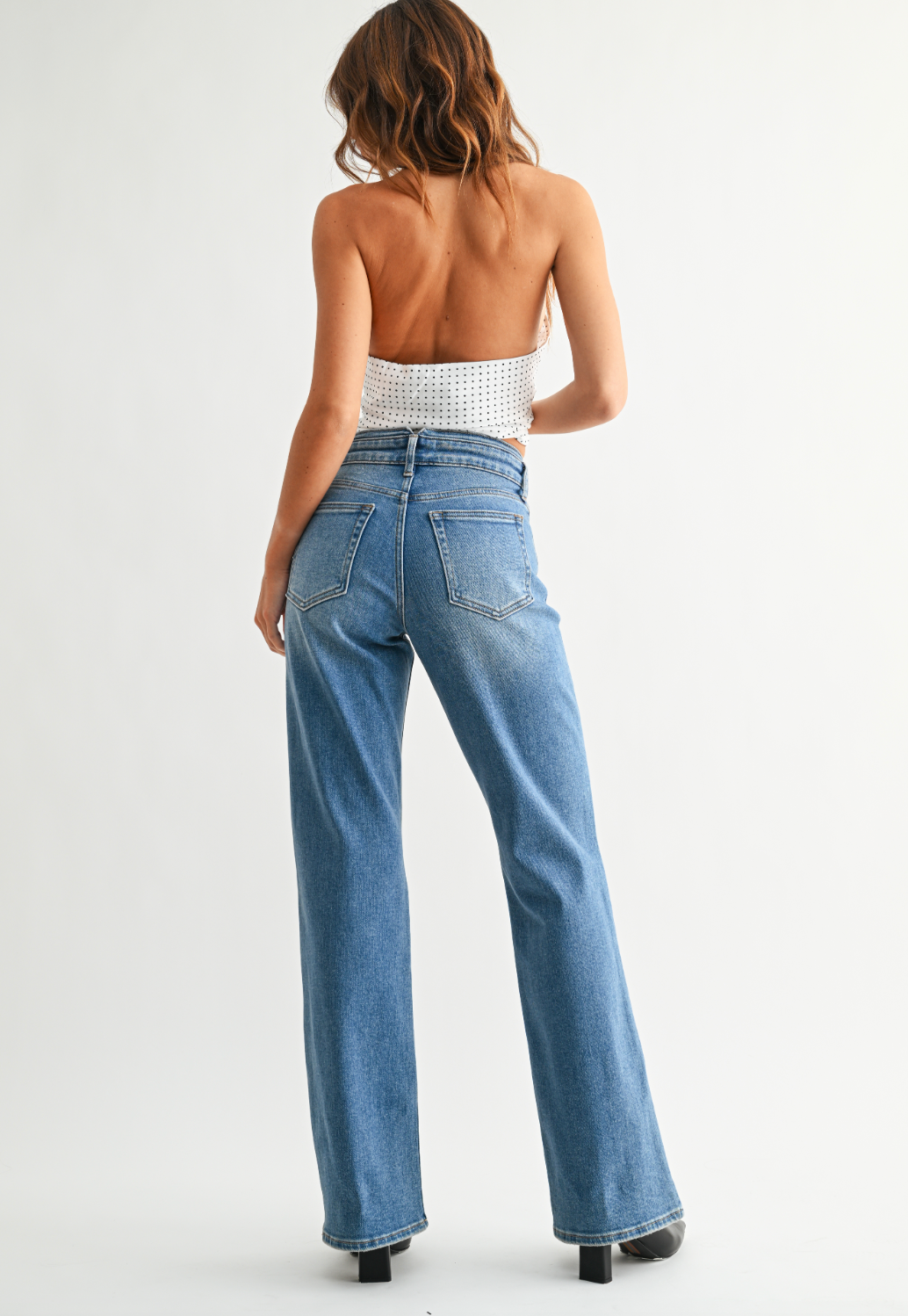 JBD Waistband Detail Wide Leg Denim