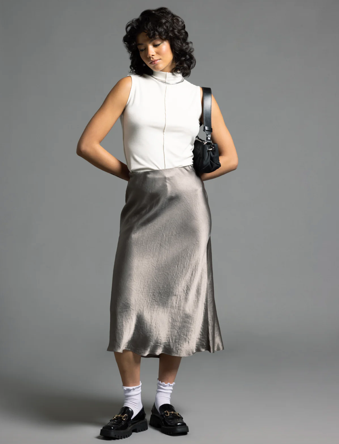 Emory Satin Midi Skirt